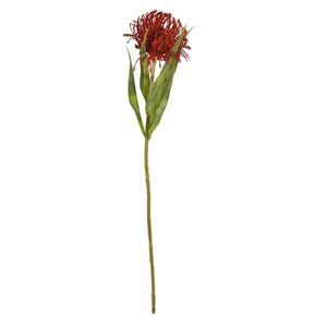 Artificial Red Pincushion Protea Stem | Faux Leucospermum Flower | Tropical Flor